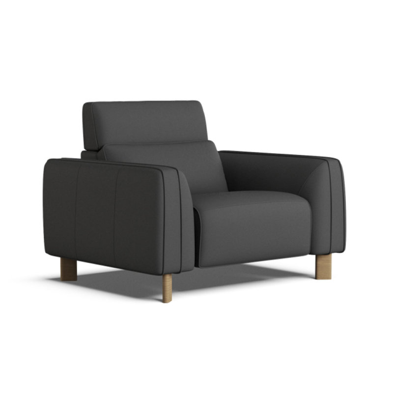 Lesley Top Grain Leather Single Recliner Seat, Black