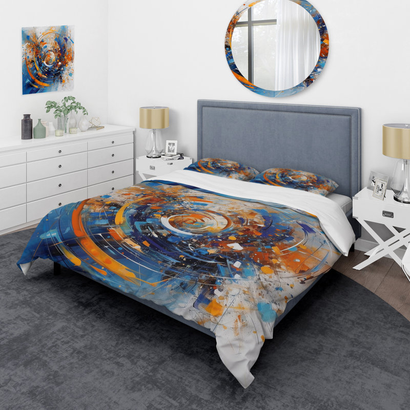 Ensemble de housse de couette en microfibre / polyester Blue and Orange Space Bedding