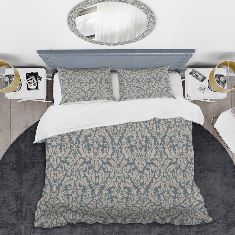 Grey Damask - Patterned Duvet Cover Set