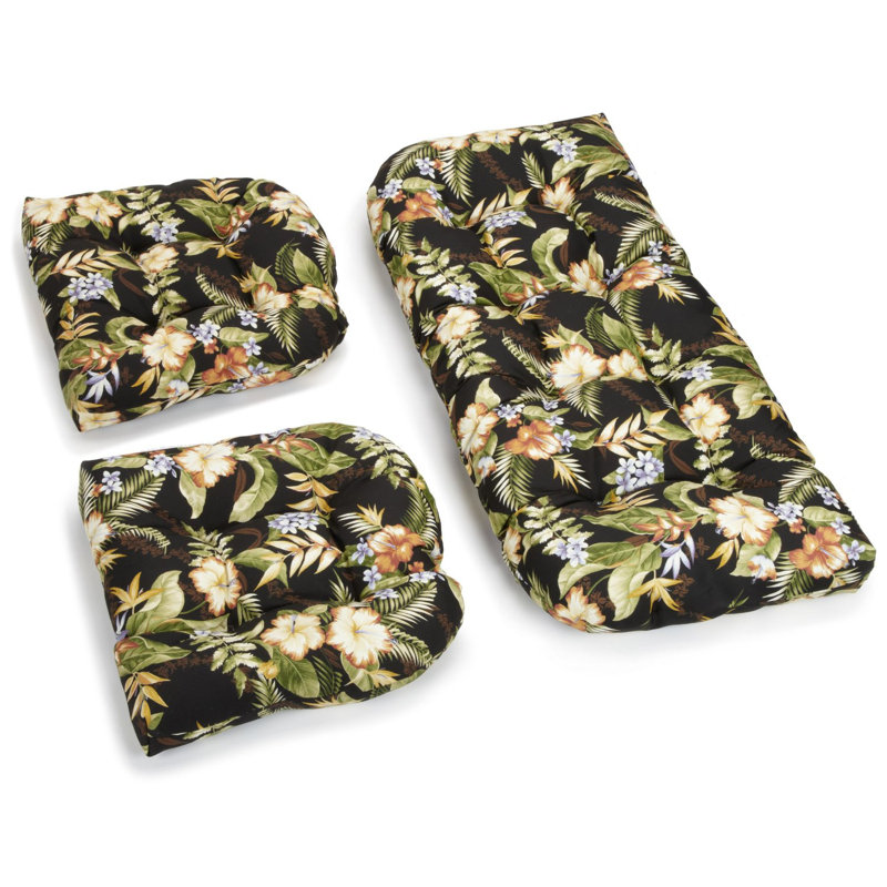 Outdoor 5'' Seating Group Seat Cushion, Black/Green