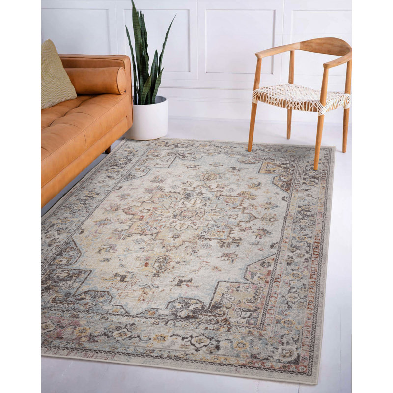 Massey Traditional Machine Woven Cream/Brown Rug, Rectangle 120 x 170 cm