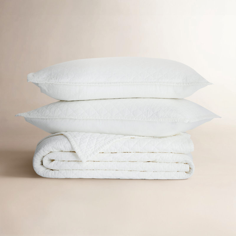 Ensemble de courtepointe Lush Decor, Housse de couette pour grand lit + 2 taies décora, Blanc
