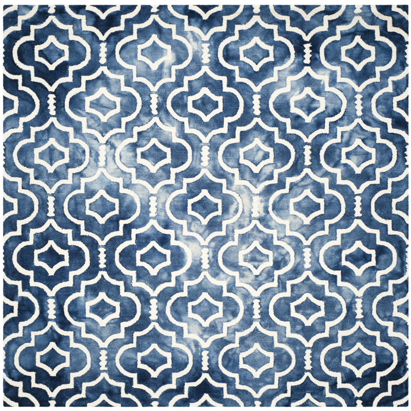 Tapis bleu touffeté à la main Berman, Carré 7 pi