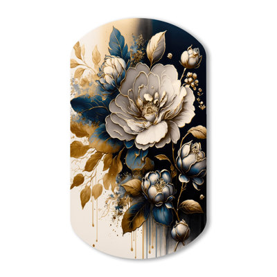 Zane - Camellia Cylinder Shape Asymmetric Metal Wall Art