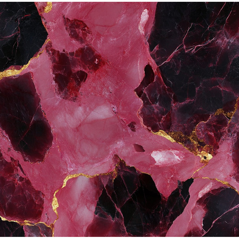 Papier peint marbre or rouge