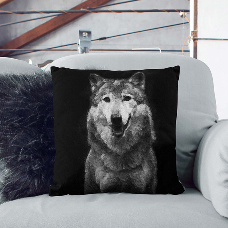 Wolf Portrait Cushion with Filling, 40cm H x 40cm W x 15cm D