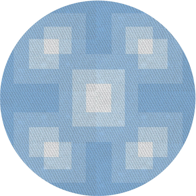 Tapis bleu à motif géométrique Tesoro, Rond 7 pi