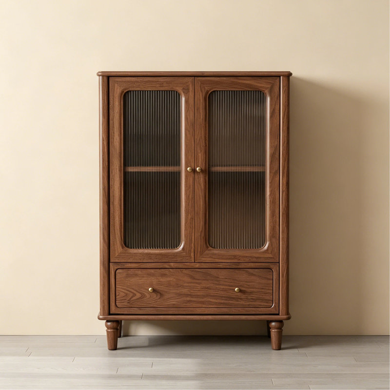 31.5"W Solid Black Walnut Assembled Traditional Accent Cabinet with Drawer Storage