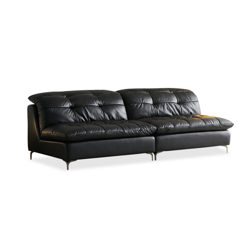 Canapé modulaire noir en similicuir, L 102,36 po