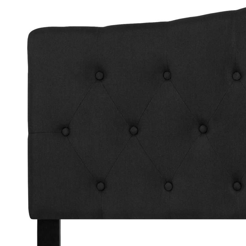 Tête de lit tapissier arquée capitonnée à boutons Ciriaca, Noir, Grand