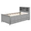 Platform Bed With Storage Headboard, USB, Twin Size Trundle And 3 Drawers-378079354-378079353