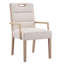 Ensemble de 2 chaises de salle à manger rembourrées avec accoudoirs, tissu beige et structure en bois d'hévéa naturel-1805605597
