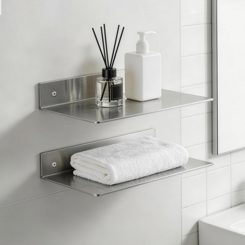 Étagère murale flottante en acier inoxydable de 12 po (3 pièces), H 1,8 po x l 12 po x P 8 po, 3