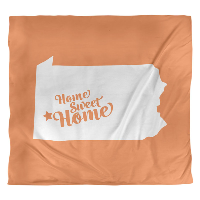 Housse de couette réversible simple Home Sweet Pittsburgh, Polyester brossé, Housse de couette pour grand lit, Orange