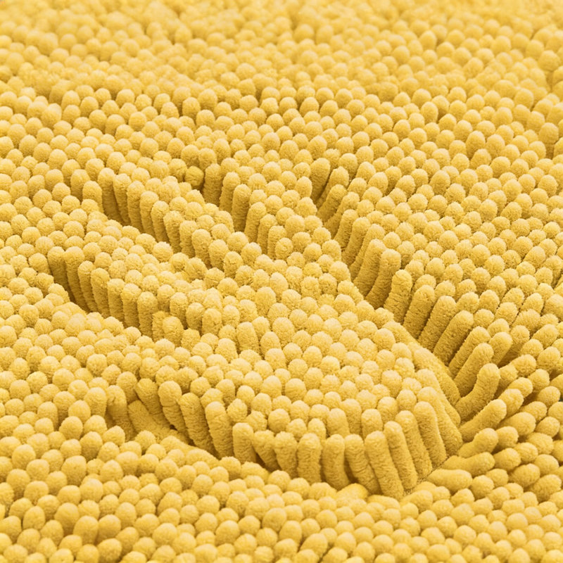 Luxury Chenille Bath Mat, Extra Soft Absorbent Shaggy, Non-Slip Plush, Yellow, 24X16 Inch, Yellow