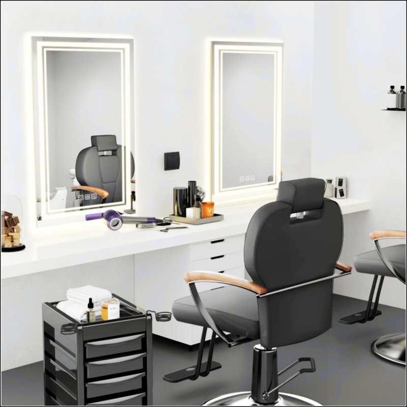 LED Bathroom Mirror With Front And Backlight, Defogging, And Dimmable Functionality