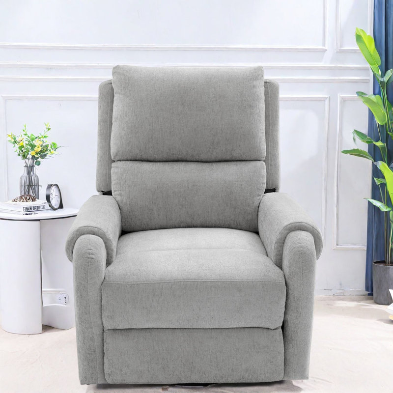Fauteuil inclinable multifonctionnel en chenille gris avec rangement pour la détente à la maison