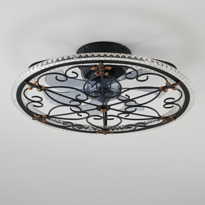 Matte Black Iron 20 Inch 1 Piece Ceiling Fan with Light and Remote Control and Reversible Motor