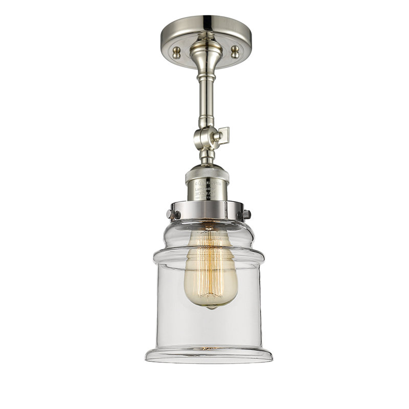 Plafonnier semi-encastré à 1 lumière de 6,5 po Galaviz, Nickel poli, Transparent