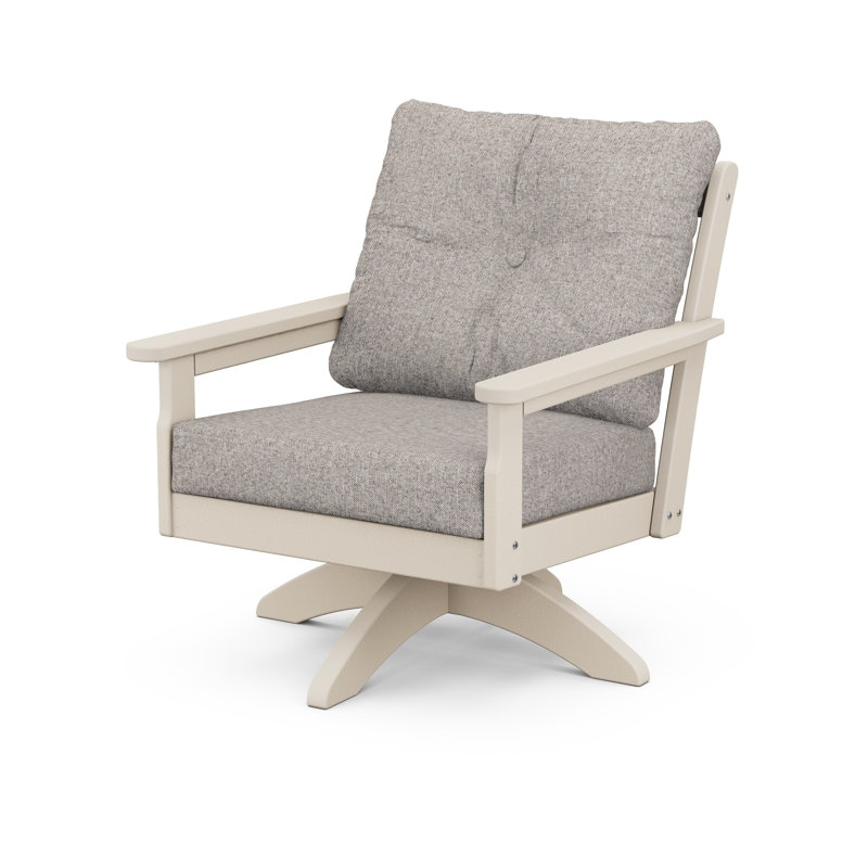 Lakeside Vineyard Deep Seating Swivel Chair, Weathered Tweed, Sand