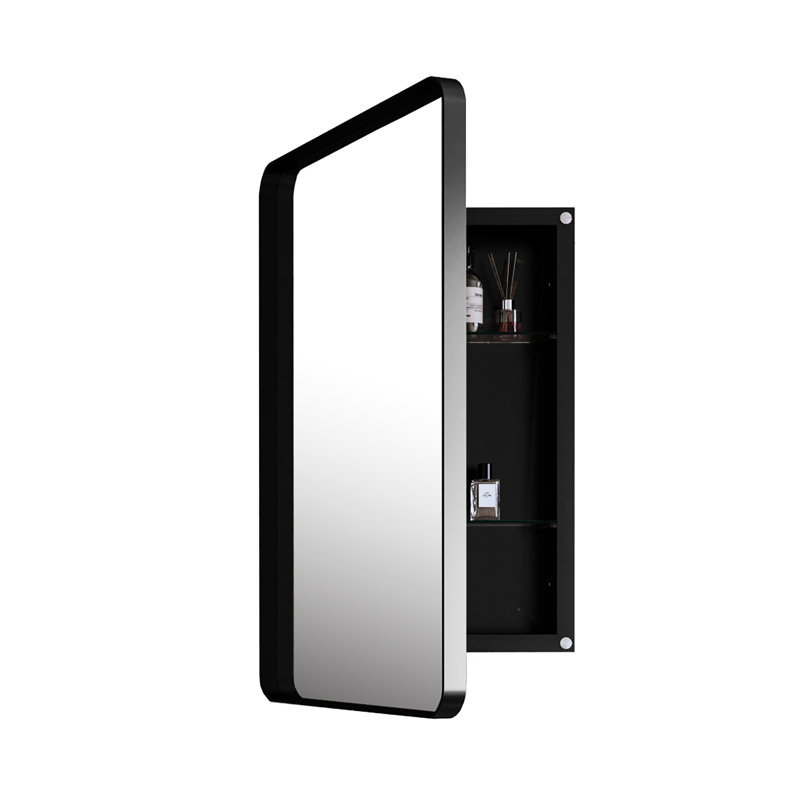 Armoire à pharmacie de salle de bain avec miroir: cadre en métal noir encastré de 20 po x 30 po, tablettes réglables - élégant, brouillard, corrosion, armoire à éléments résistants: miroir encadré et style moderne, unité