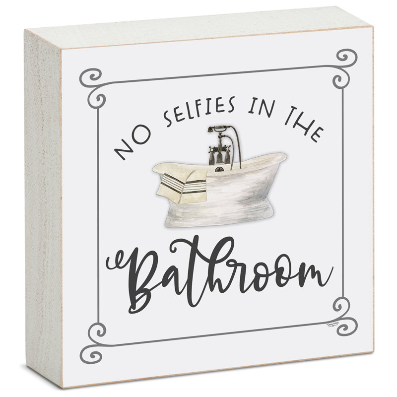 No Selfies Wood Box Sign