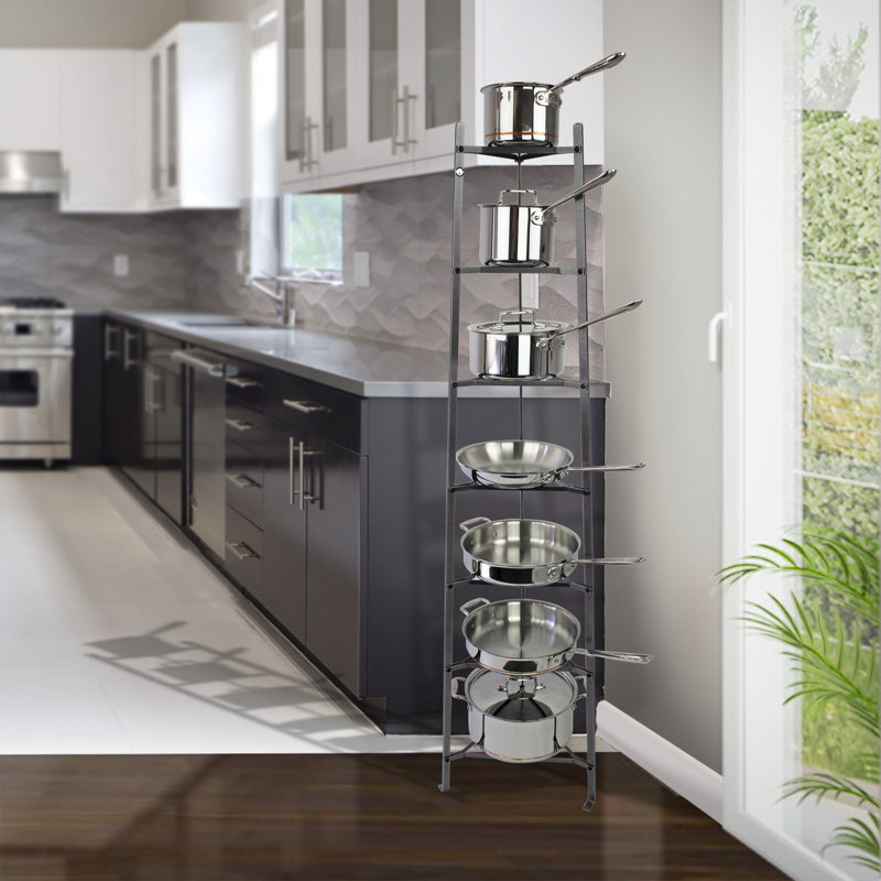 Hammered Steel 7-Tier Floor Standing Cookware Rack