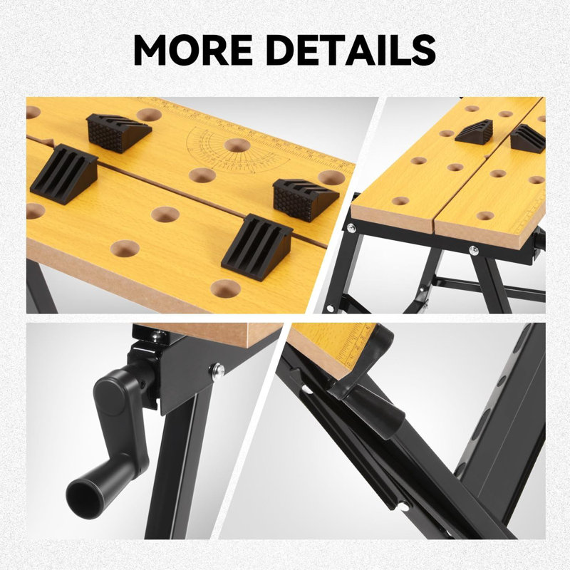 Foldable Work Bench with Adjustable Clamps and Top for DIY Project