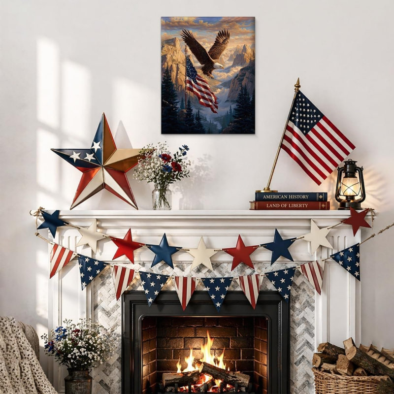 Décoration murale sur toile drapeau patriotique 8 x 10 po
