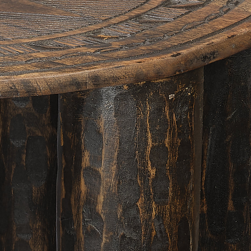Naga Solid Wood End Table, Brown