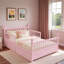 Lit en bois pour enfants avec 2 tiroirs de rangement sous le bas, garde-corps de sécurité et conception arquée décorative-827187525-827187526