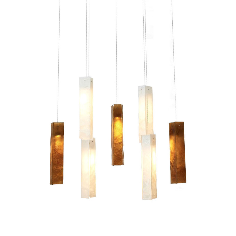7 - Light Pendant, White/Amber, 12