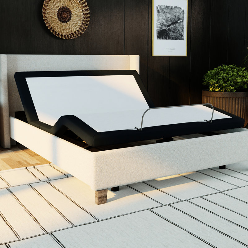 Zero Full Bed With Adjustable Metal Base, Grey, Wireless Remote For Enhanced Comfort Level Size Model 3 Base - Convenient Head And Foot Movement Grey