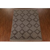 Geometric Hand-Knotted Rectangle 7'9'' x 9'10'' Wool Area Rug in Brown