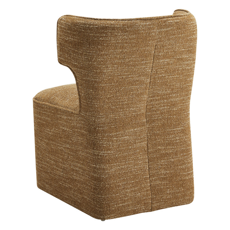 Sardinia Upholstered Dining Chair With Casters, Mellow Mustard Boucle