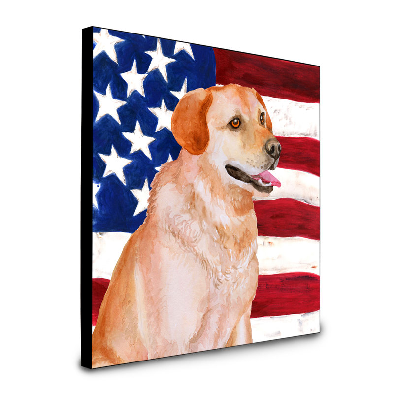 Panneau mural patriotique art Double Down, Labrador Retriever
