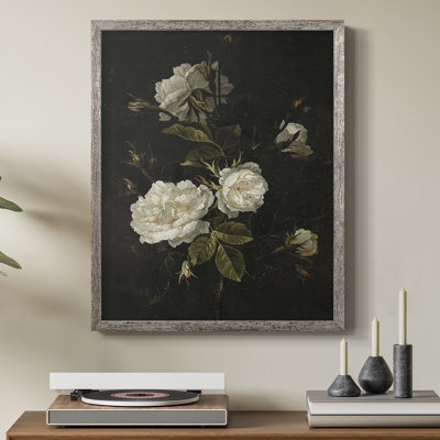 Impression florale rétro I, reproduction encadrée - bois massif