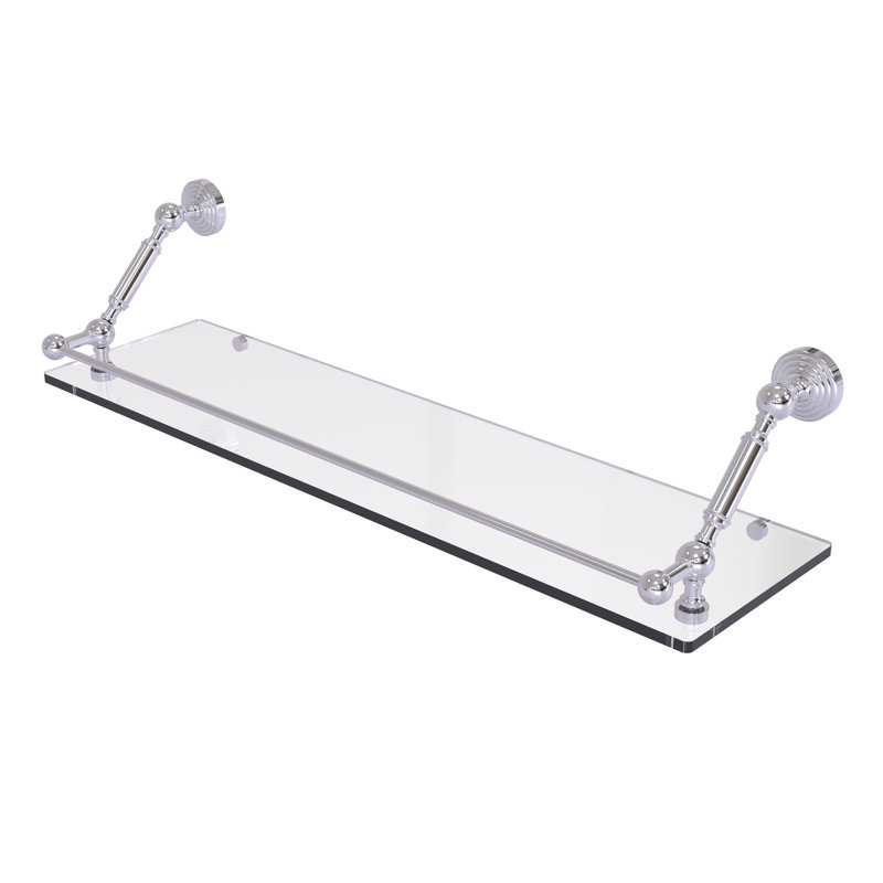 Tablette flottante avec barre de galerie hertzler, Chrome poli, H 7,3 po x l 30 po x P 8,6 po