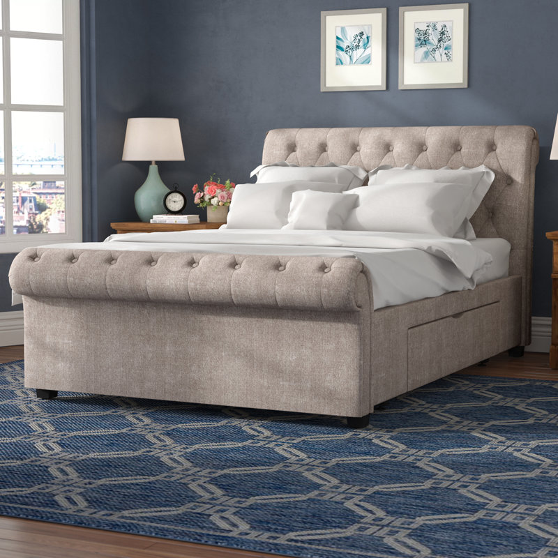 Laurens Upholstered Storage Bed, Kingsize (5'), Mink, No Mattress