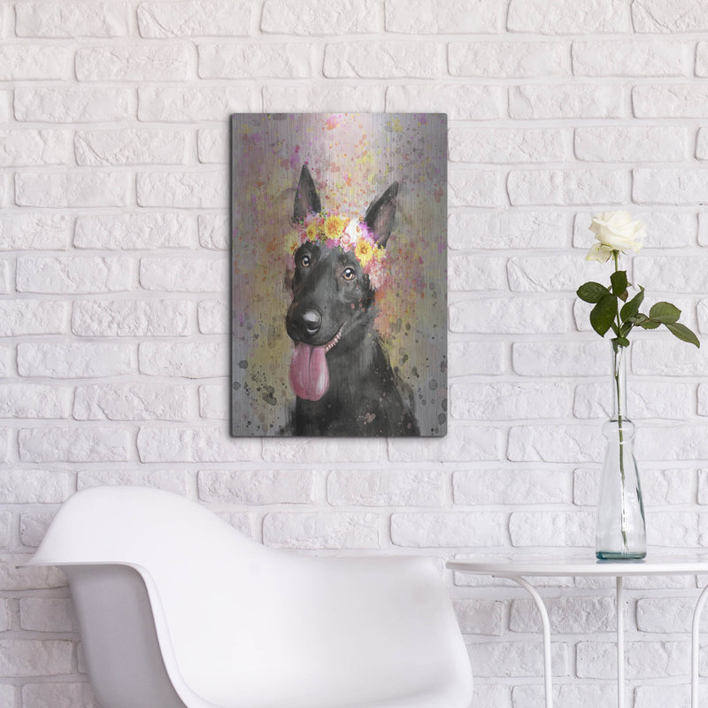 «Flower Crown German Shepherd 2» par Furbaby Affiliates, H 24 po x l 16 po