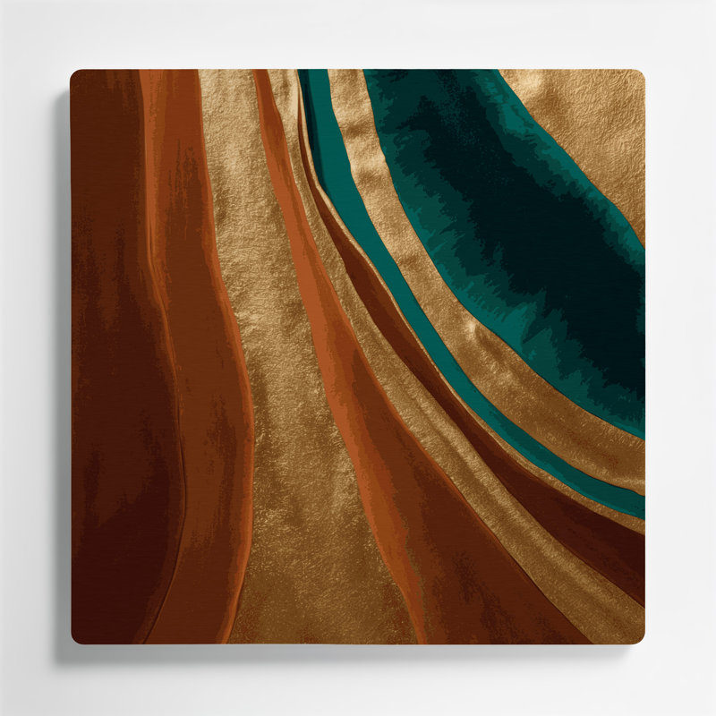 Art mural abstrait en métal brun 79, H 12 po x l 12 po
