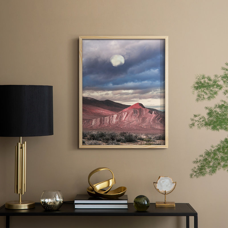 «Last Light On» rayé, reproduction encadrée de butte - bois massif, H 15 po x l 12 po
