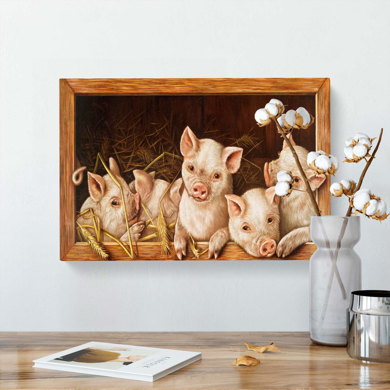 Prize Pigs - Wrapped Canvas Print, 50cm H x 76cm W x 3cm D