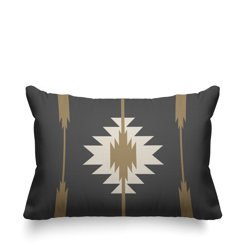 Coussin décoratif intérieur / extérieur Jolon Southwestern, 14 po x 20 po, gris, Rectangulaire