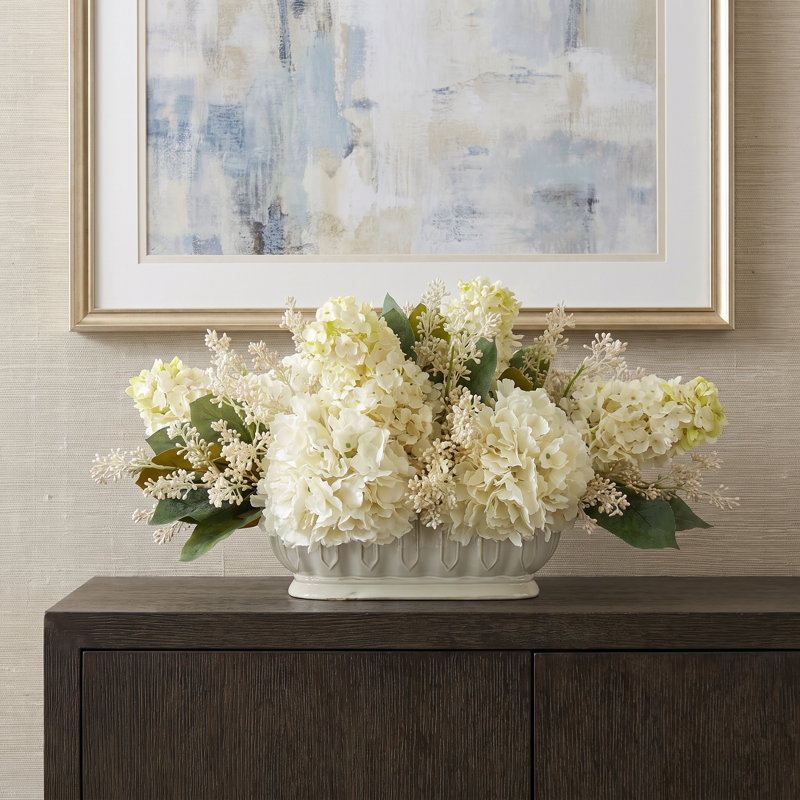 Hydrangea and Seeded Eucalyptus Centerpiece