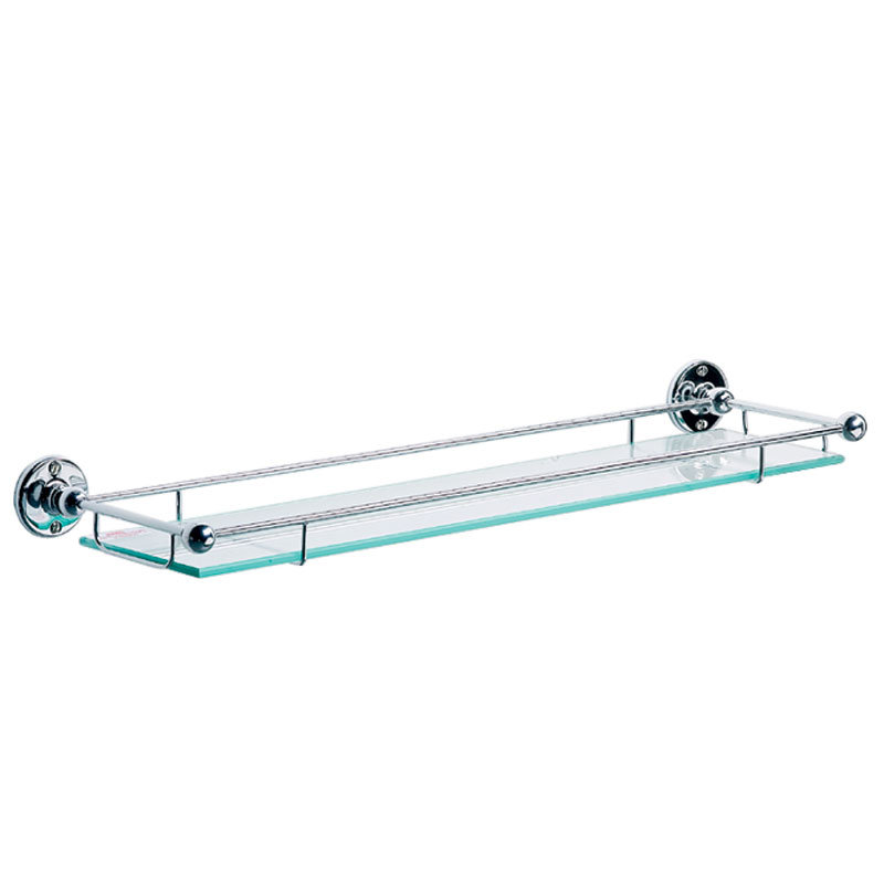 Edwardian Glass Floating Shelf, Polished Chrome