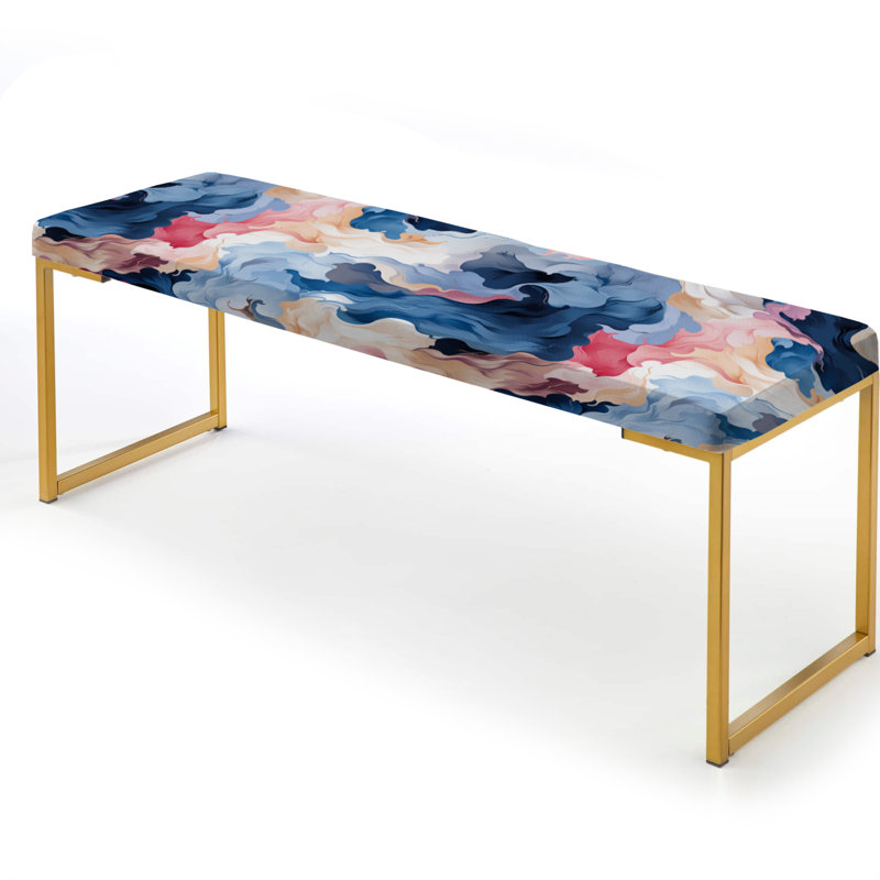 Ethereal Whispers - Camouflage Upholstered Gold Bench