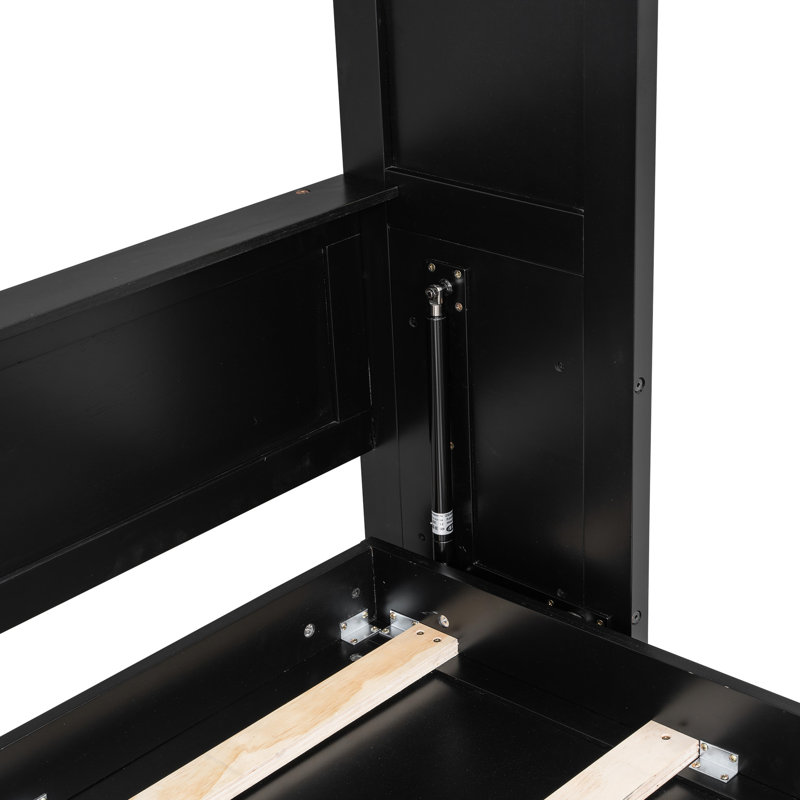 Lit double noir avec 3 armoires de rangement et espaces d'intimité, bois de pin massif, style rustique pour petites maisons en couleur, avec compartiments cachés, meubles