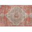 Tapis rétro en laine fait à la main Oushak avec motif géométrique dans des tons orange estompé bleu / rose