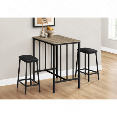 Dining Set 3-Pieces Contemporary, Counter Height Rectangular, Wooden, Dining Room Furniture